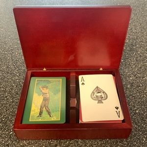 Golf Themed Playing Cards with Wood Case